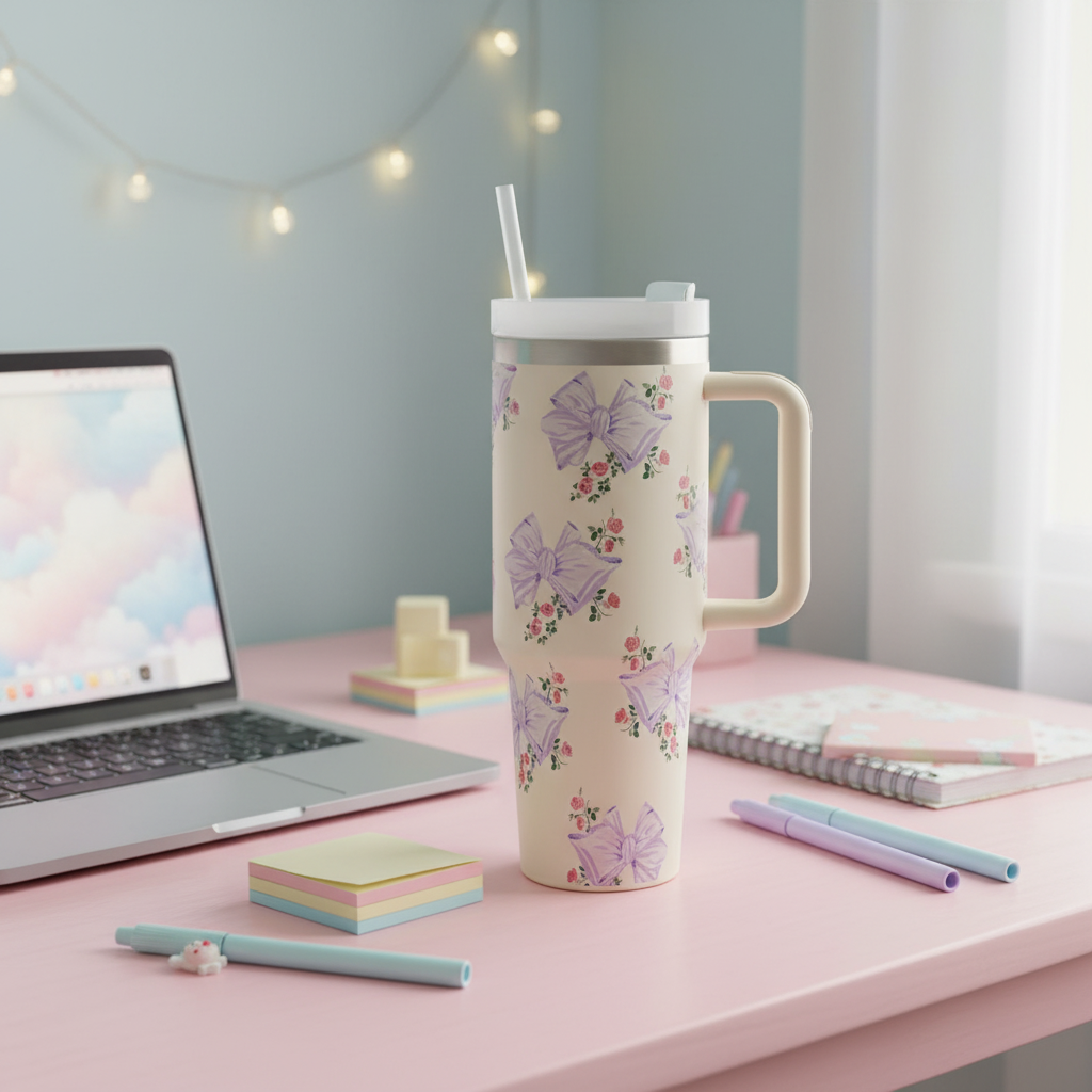 White Floral Tumbler