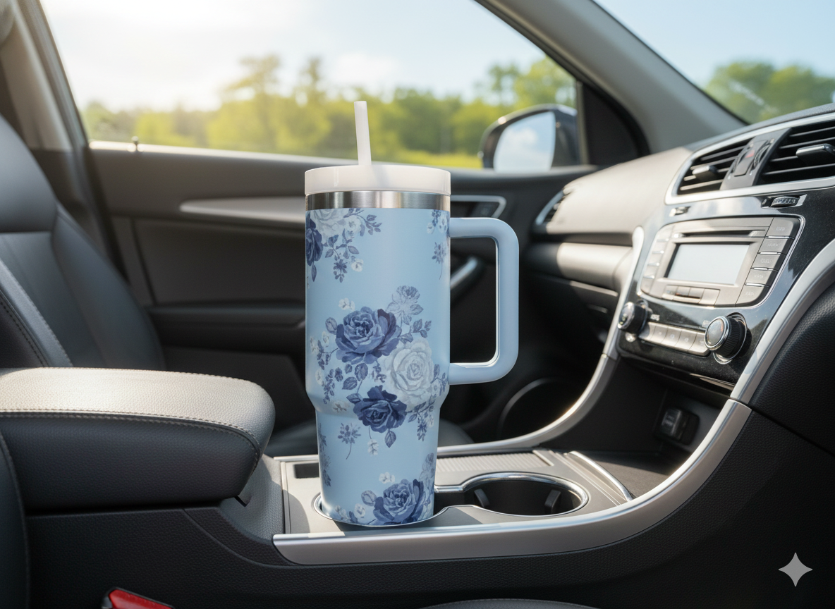 Blue Floral Tumbler
