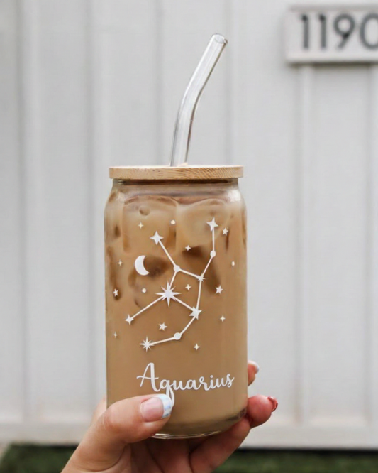 Star Sign Glass Can – Personalized Astrology Coffee Cup