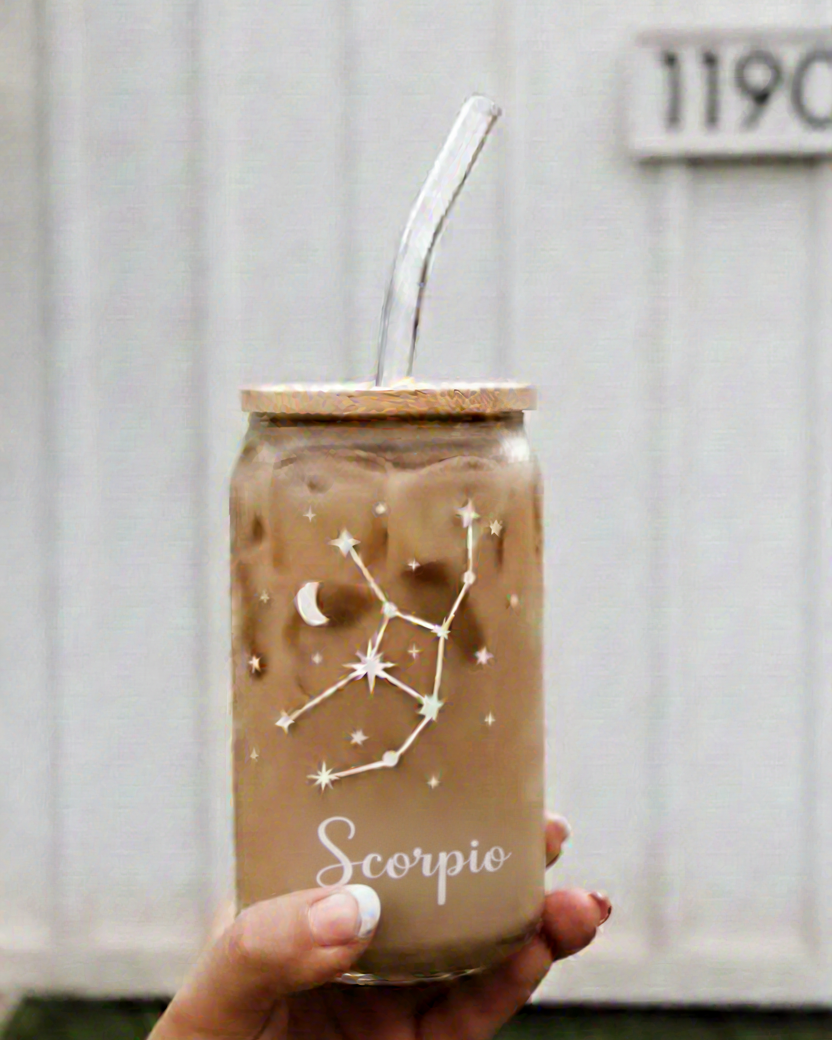 Star Sign Glass Can – Personalized Astrology Coffee Cup