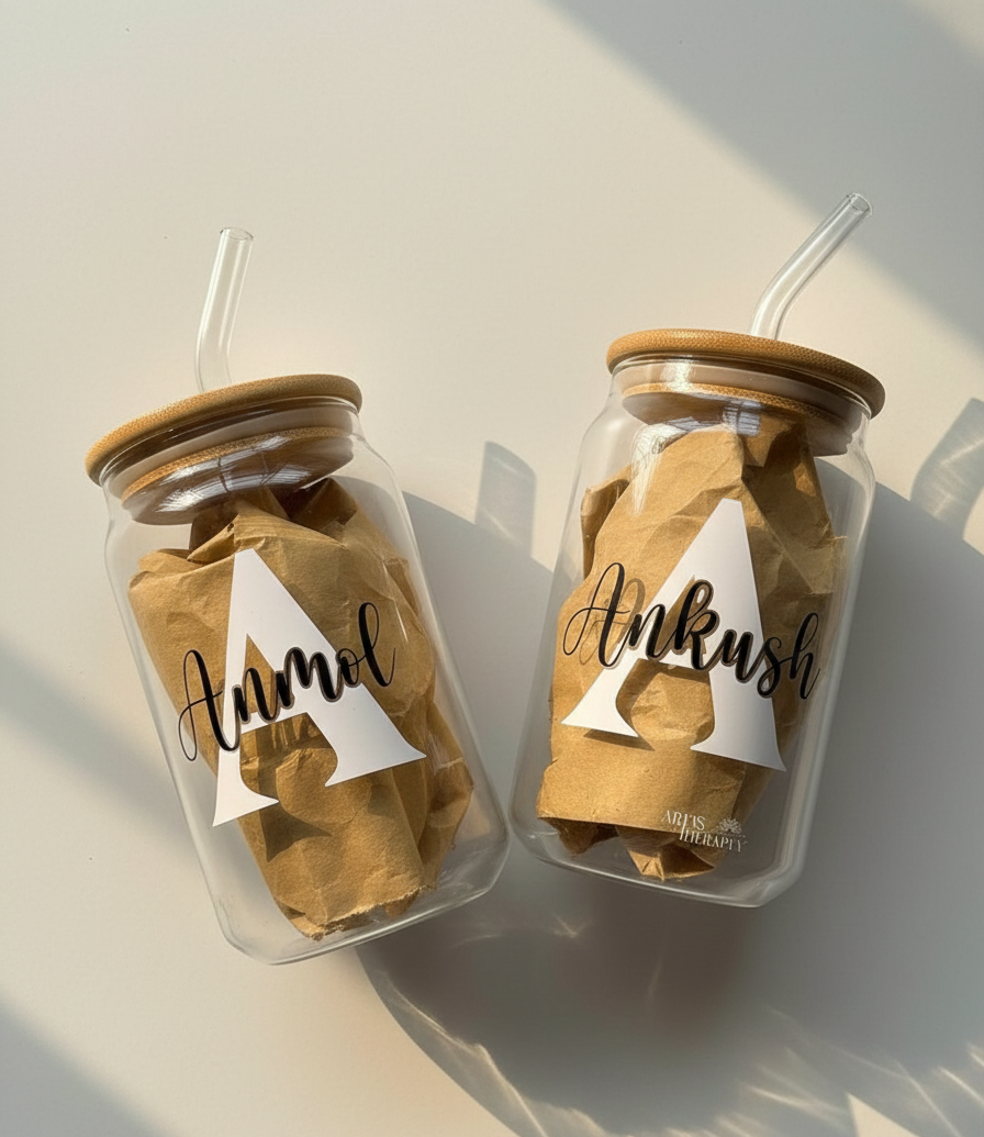Personalized Glass Can – Custom Name Aesthetic Glass Tumbler