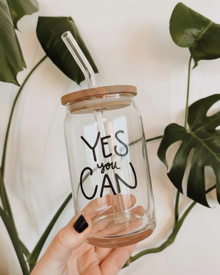 You Can Do It – Aesthetic Motivational Glass Can