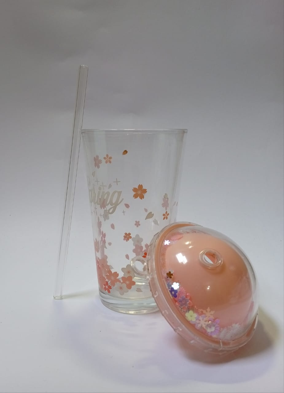 Pink Sprinkle Glass Can