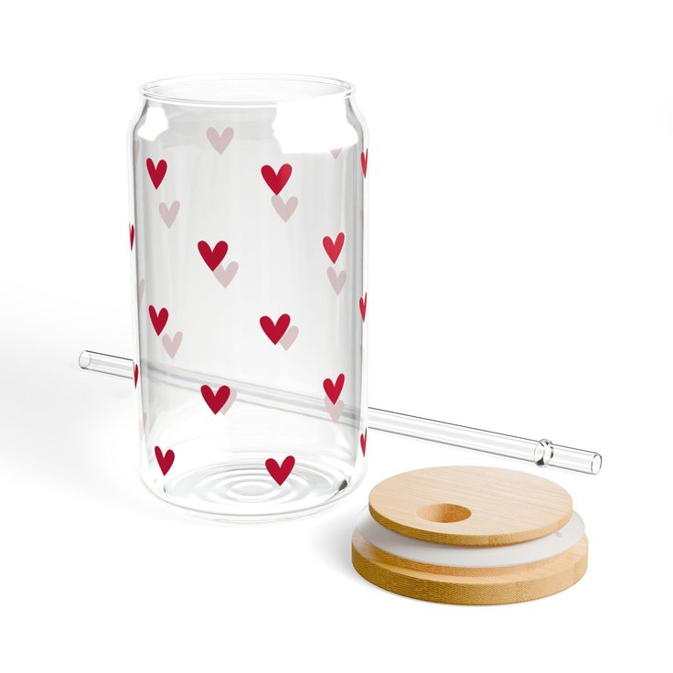 Red Heart Glass Can