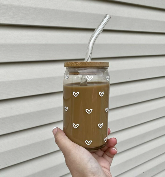 Heart Glass Cans - Aesthetic Coffee Glass
