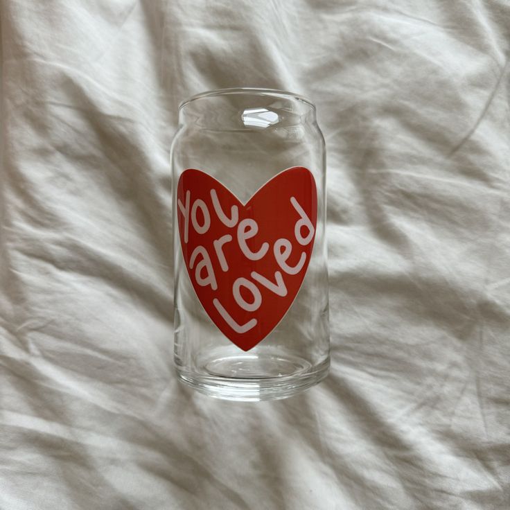 You Are Loved Glass Can – Aesthetic Self Love Coffee Cup