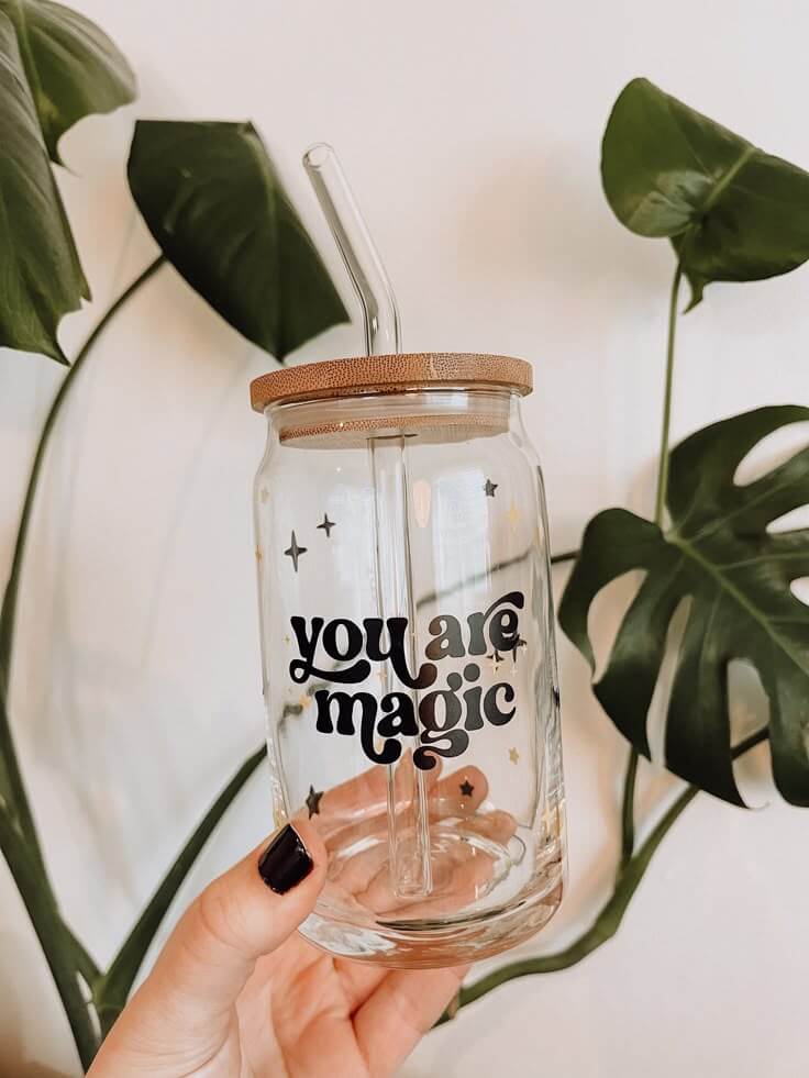 You Are Magic Aesthetic Glass Can – Inspirational Coffee Tumbler