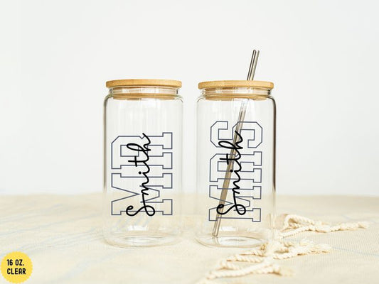 Couple Name Customized Glass Cans (Set of 2)