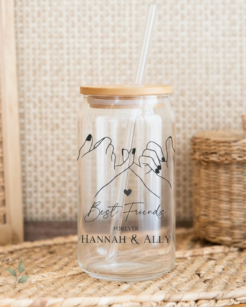 Best Friends Customized Name Glasscan
