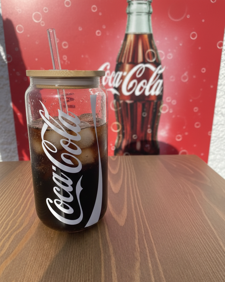 Retro Cola-Inspired Glass Can – Classic Soda Aesthetic