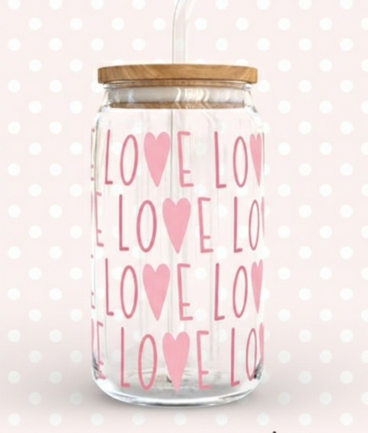 Heart Love Glass Can