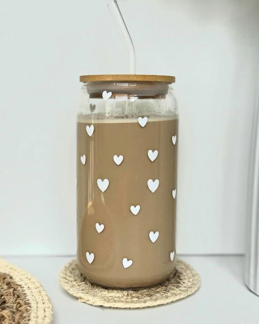 Heart Glass Cans - Aesthetic Coffee Glass