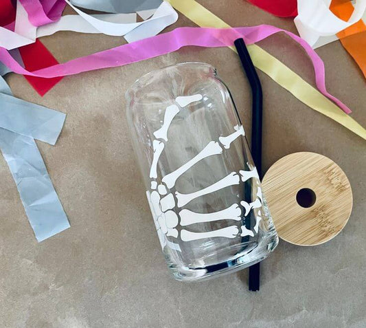 Skeletal Hand Glass Can