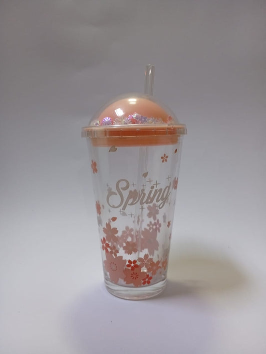 Pink Sprinkle Glass Can