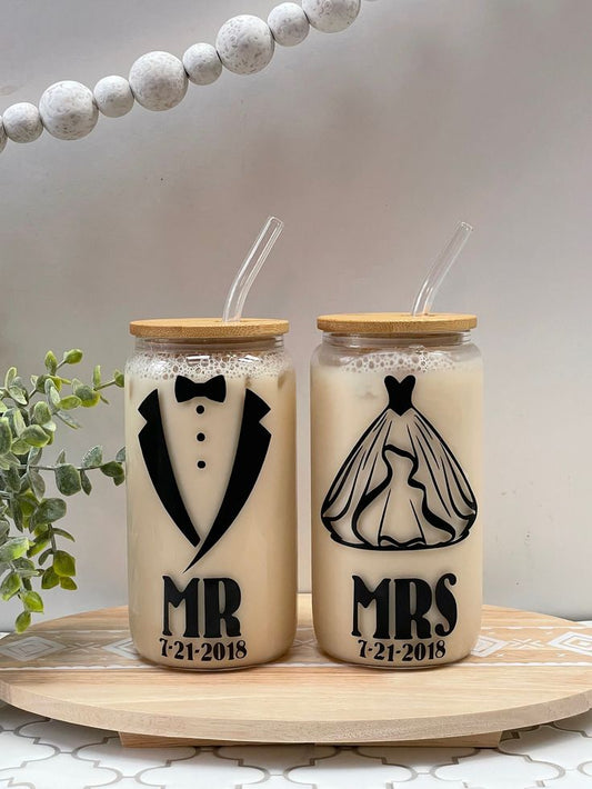 Customized Couple Glass Cans (Set of 2)