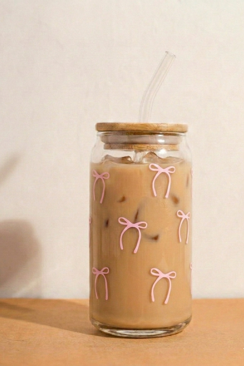 Bow Tie Glass Cans - Aesthetic Coffee Glass