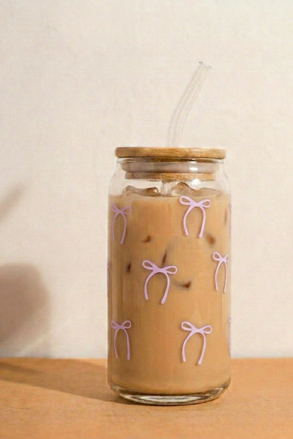 Bow Tie Glass Cans - Aesthetic Coffee Glass