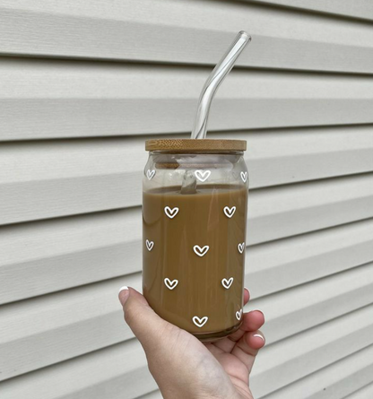 Heart Glass Cans - Aesthetic Coffee Glass
