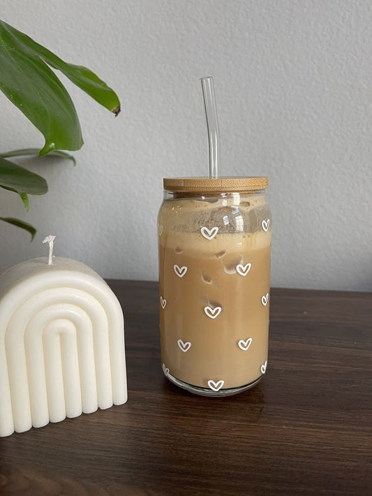 Heart Glass Cans - Aesthetic Coffee Glass