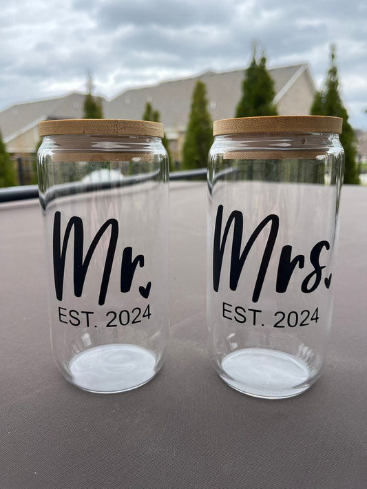 Customized Couple Glass Cans (Set of 2)