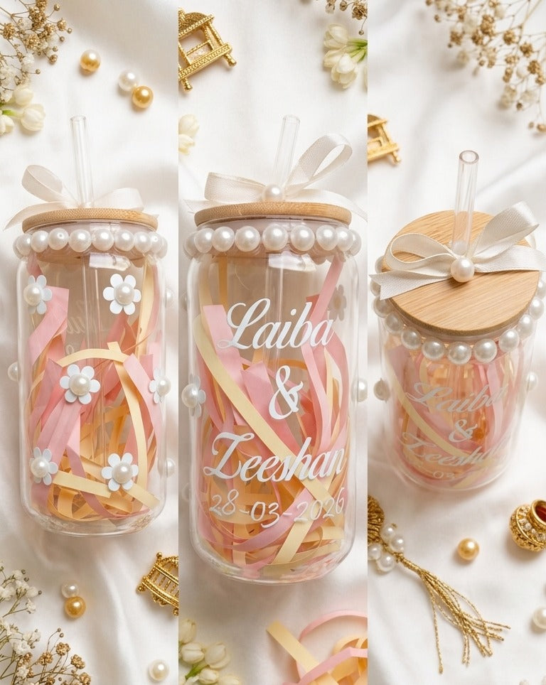 Customized Doodh Pilayi Glass Can