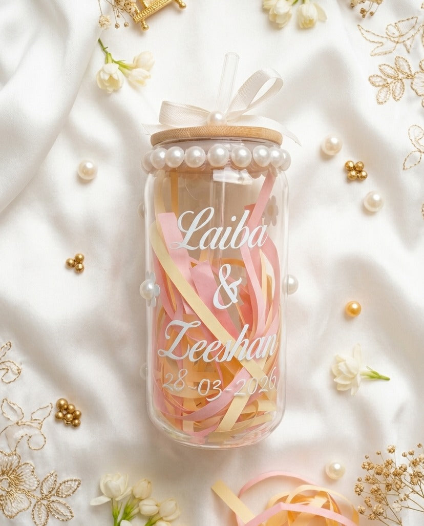 Customized Doodh Pilayi Glass Can