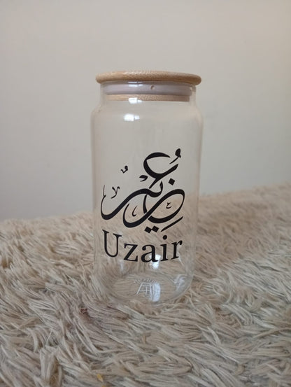 Custom Calligraphy Name Glass Can – Aesthetic Personalized Drinkware
