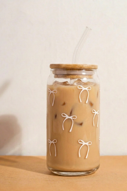 Bow Tie Glass Cans - Aesthetic Coffee Glass