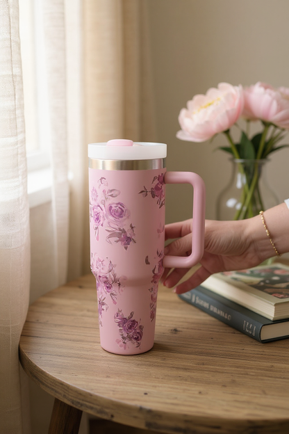 Purple Floral Tumbler