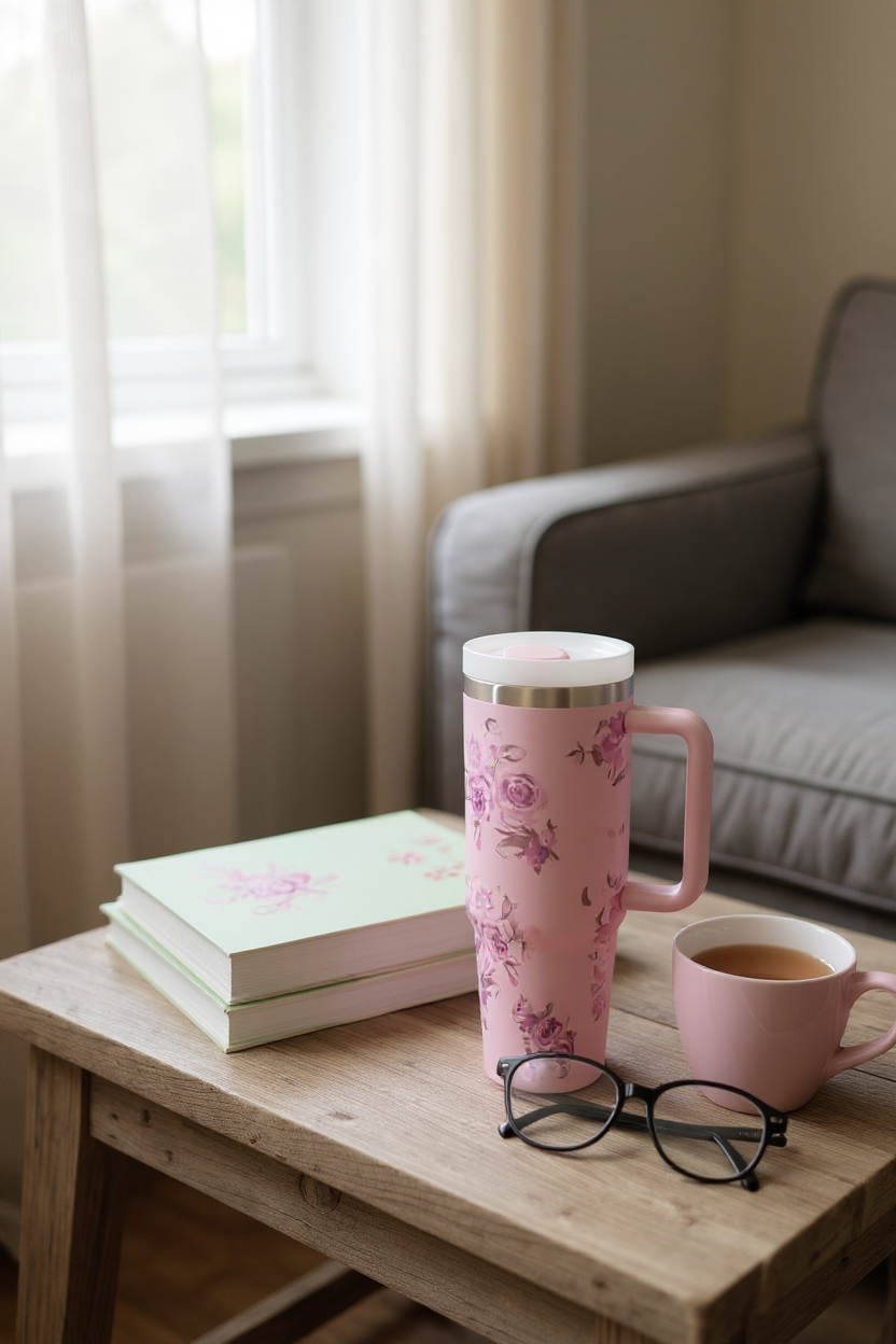 Purple Floral Tumbler